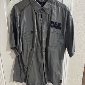 Harley-Davidson Gray Casual Button Down Shirt